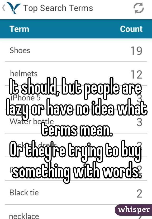 It should, but people are lazy or have no idea what terms mean.

Or they're trying to buy something with words.