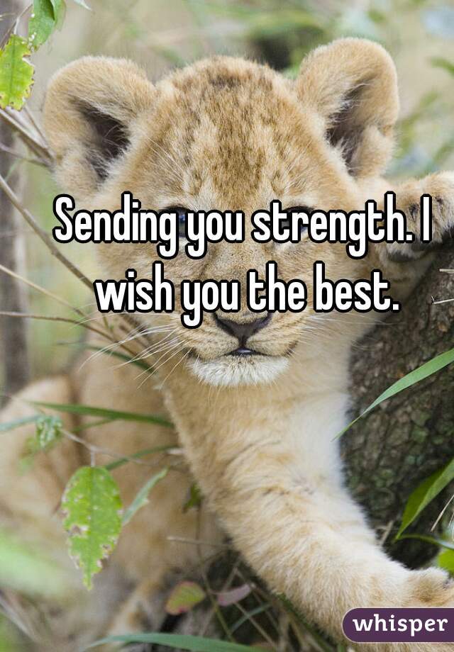Sending you strength. I wish you the best.