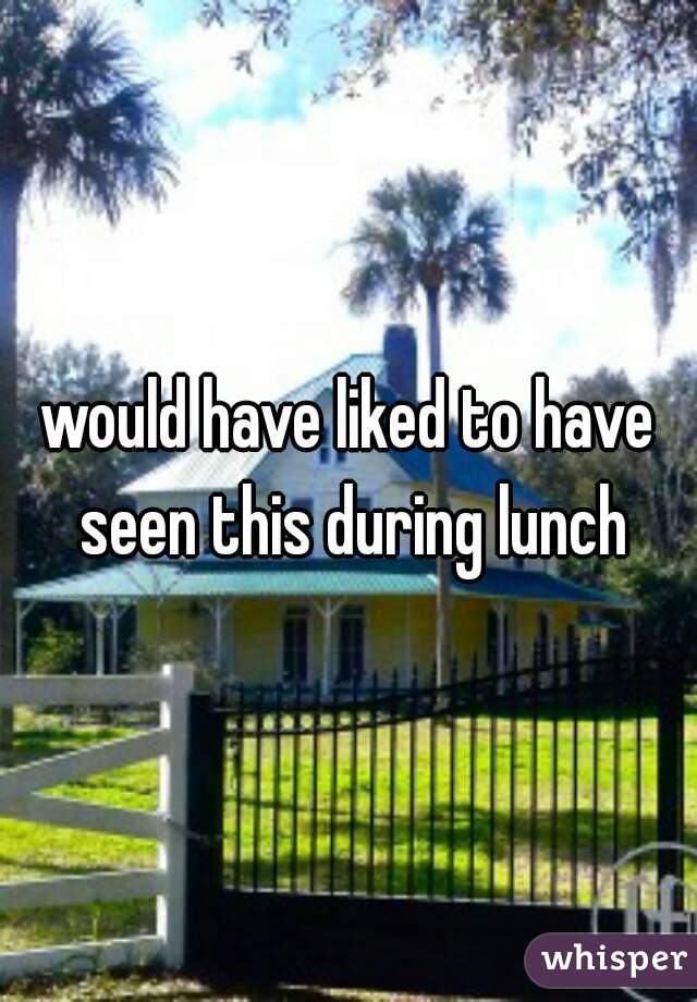 would have liked to have seen this during lunch