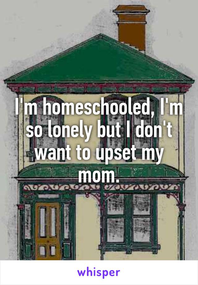 I'm homeschooled, I'm so lonely but I don't want to upset my mom.