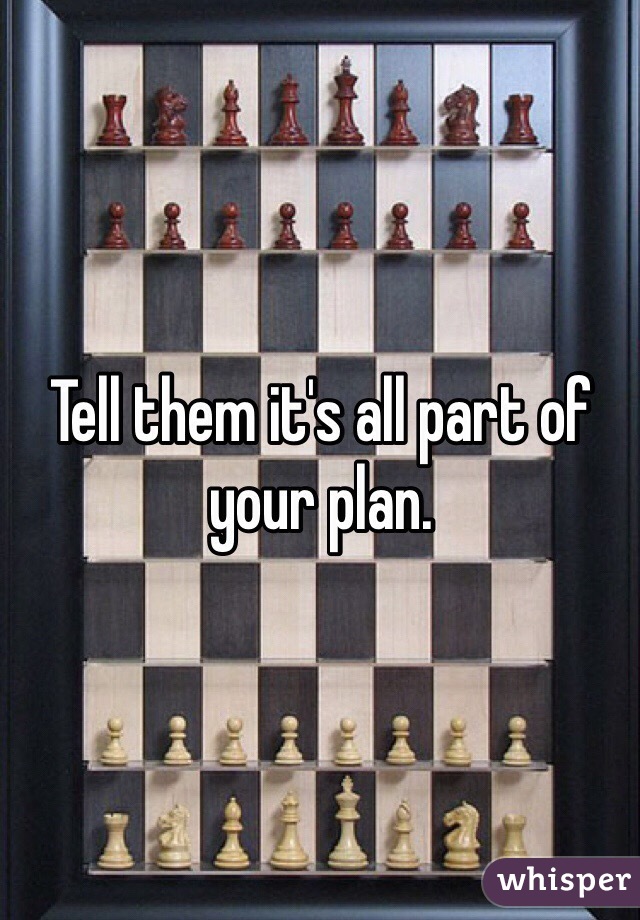 Tell them it's all part of your plan.
