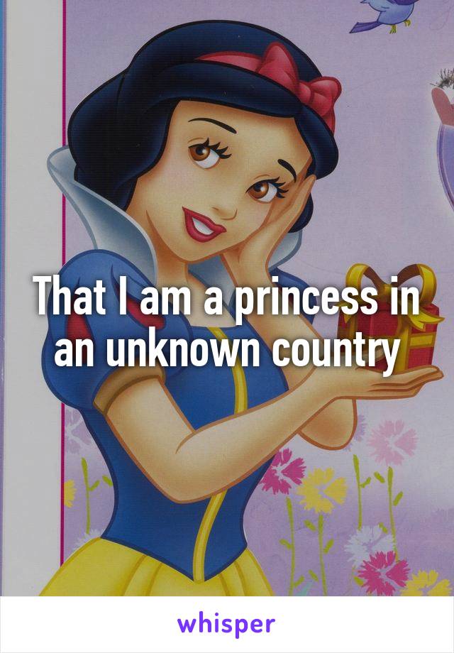That I am a princess in an unknown country