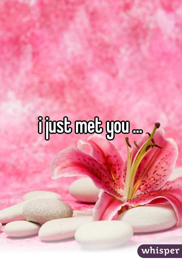 i just met you ...