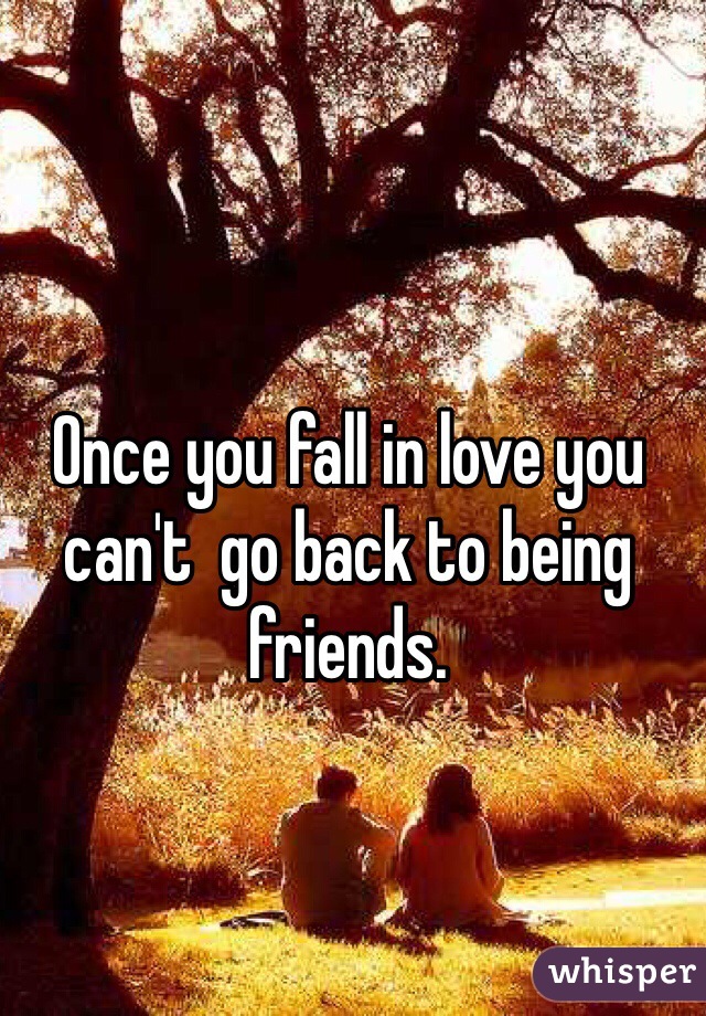 Once you fall in love you can't  go back to being friends.