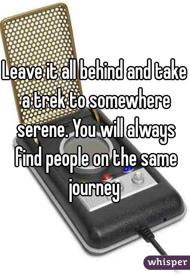 Leave it all behind and take a trek to somewhere serene. You will always find people on the same journey 