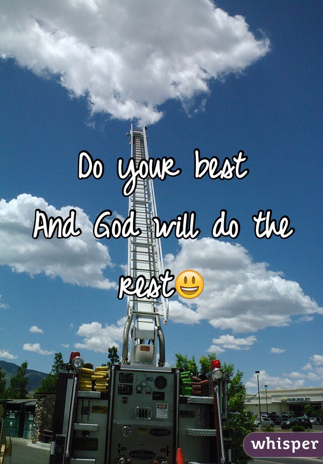 Do your best 
And God will do the rest😃