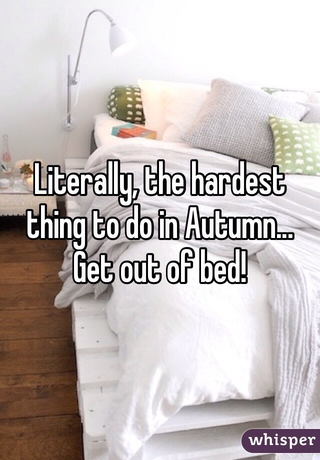 Literally, the hardest thing to do in Autumn... Get out of bed!