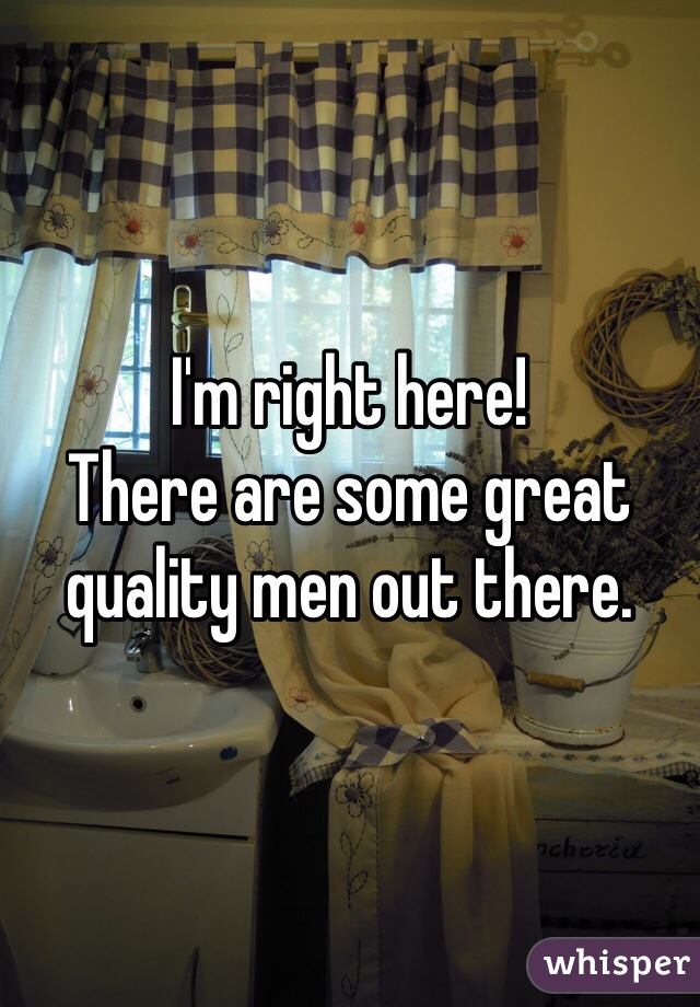 I'm right here! 
There are some great quality men out there. 