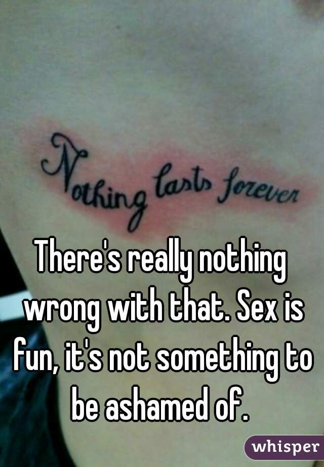 There's really nothing wrong with that. Sex is fun, it's not something to be ashamed of. 