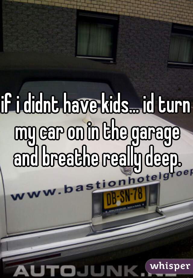 if i didnt have kids... id turn my car on in the garage and breathe really deep.