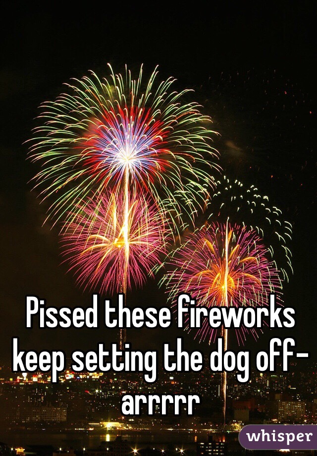 Pissed these fireworks keep setting the dog off- arrrrr