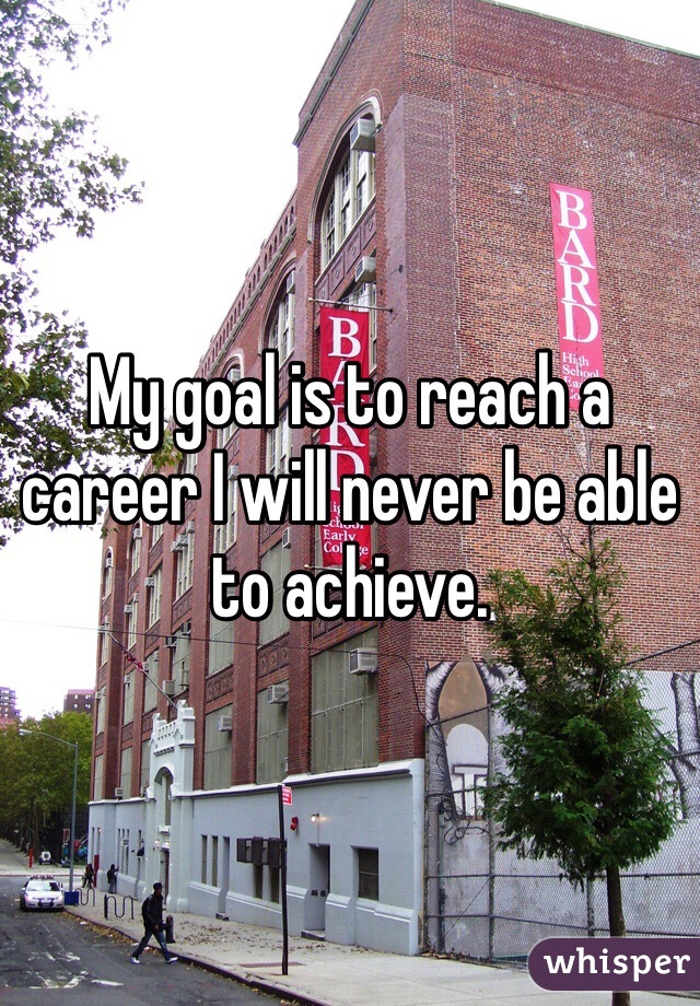 My goal is to reach a career I will never be able to achieve.