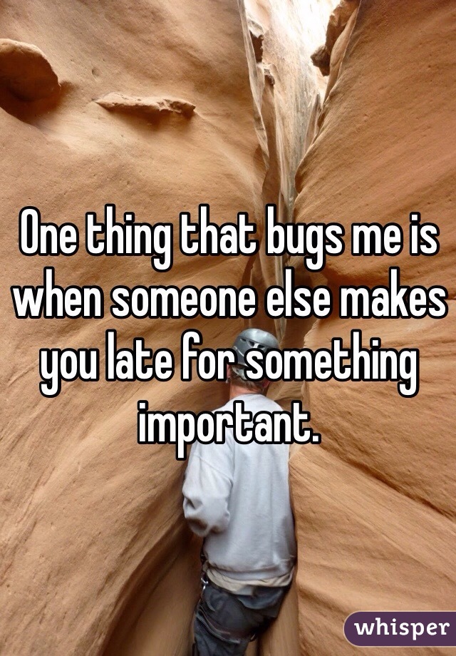 One thing that bugs me is when someone else makes you late for something important.