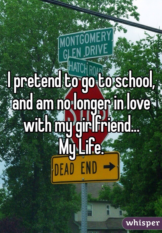 I pretend to go to school, and am no longer in love with my girlfriend...
My Life.