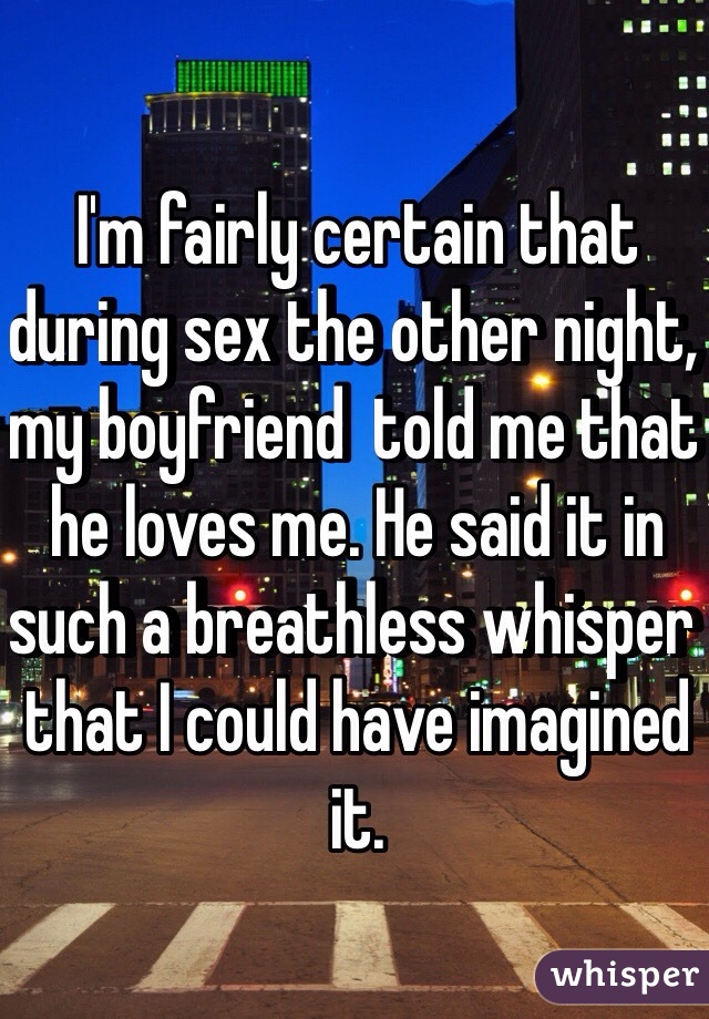 I'm fairly certain that during sex the other night, my boyfriend  told me that he loves me. He said it in such a breathless whisper that I could have imagined it. 