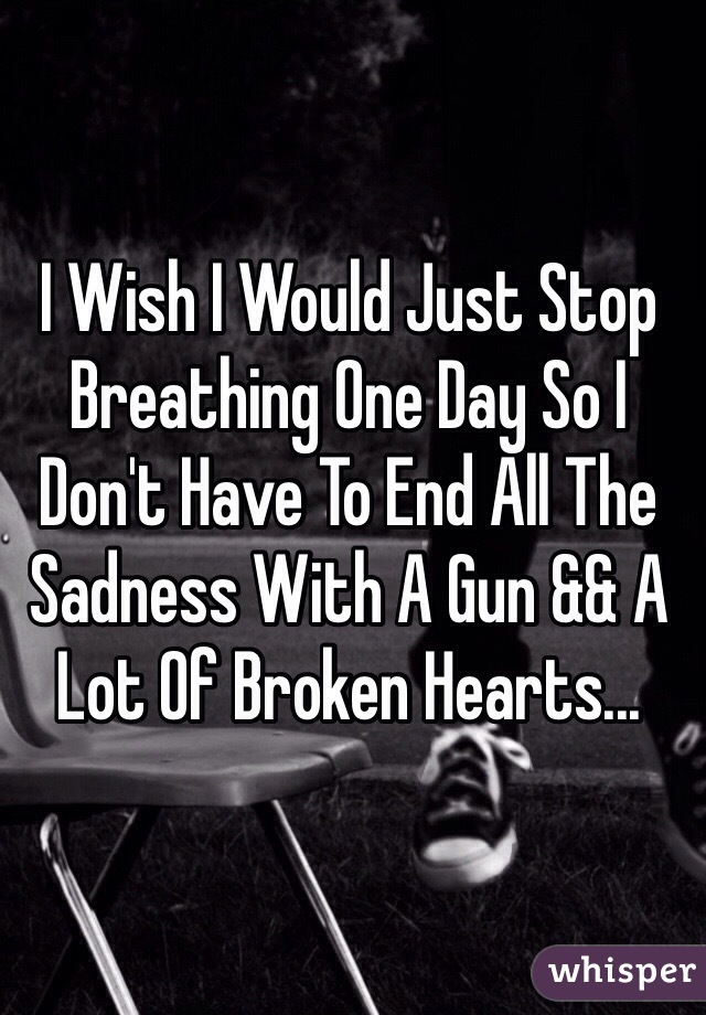 I Wish I Would Just Stop Breathing One Day So I Don't Have To End All The Sadness With A Gun && A Lot Of Broken Hearts...