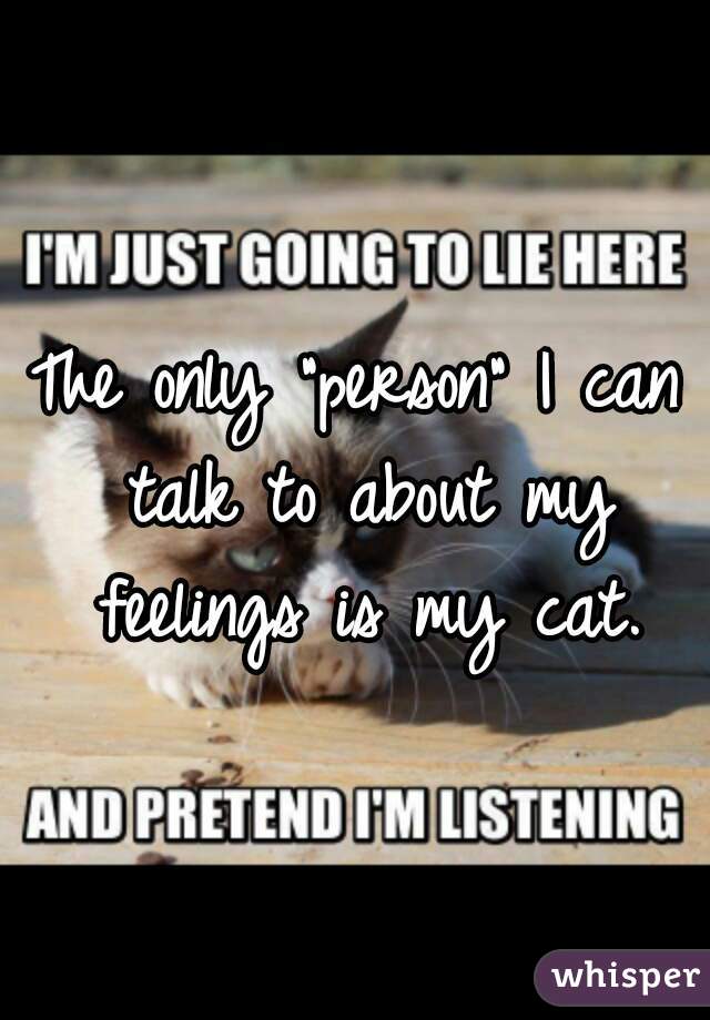 The only "person" I can talk to about my feelings is my cat.