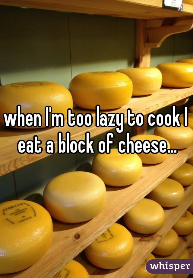 when I'm too lazy to cook I eat a block of cheese...