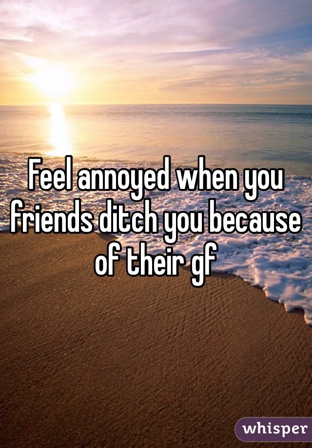 Feel annoyed when you friends ditch you because of their gf