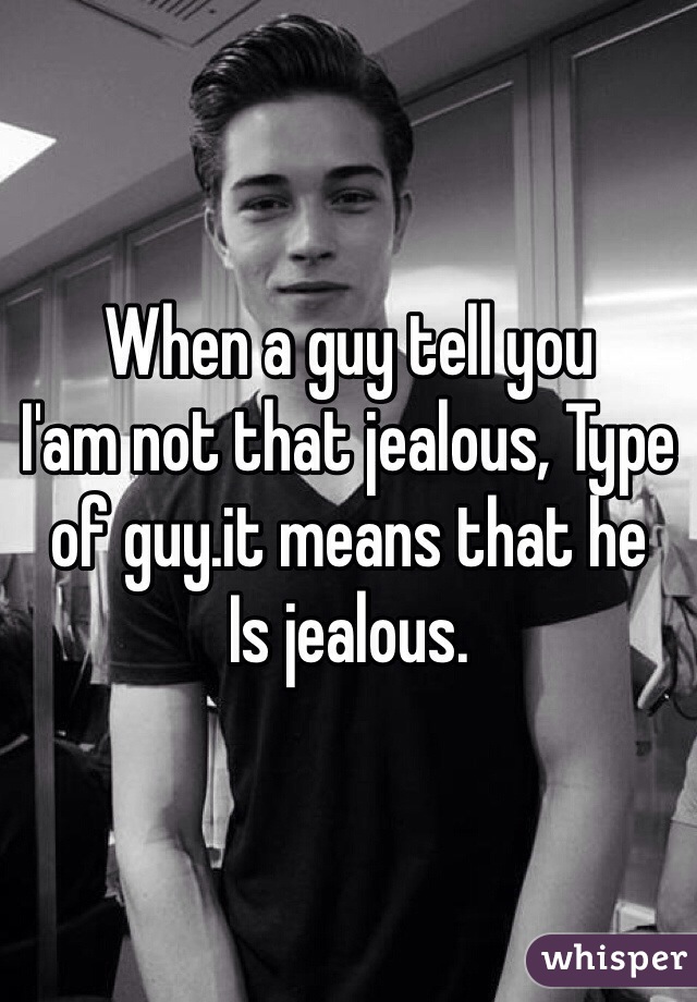 When a guy tell you
I'am not that jealous, Type of guy.it means that he 
Is jealous.