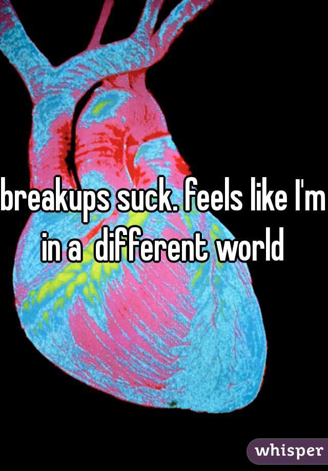 breakups suck. feels like I'm in a  different world 