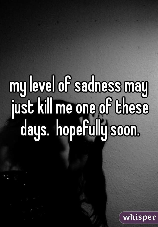 my level of sadness may just kill me one of these days.  hopefully soon.