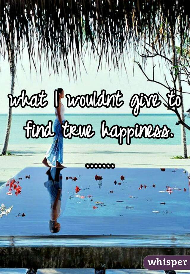 what I wouldnt give to find true happiness. .......