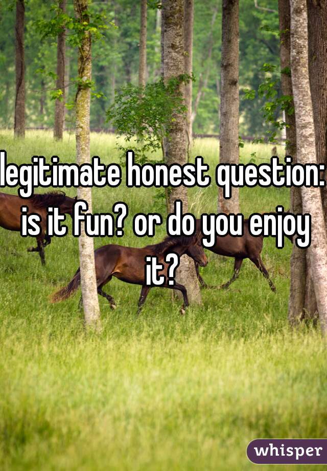 legitimate honest question: is it fun? or do you enjoy it? 