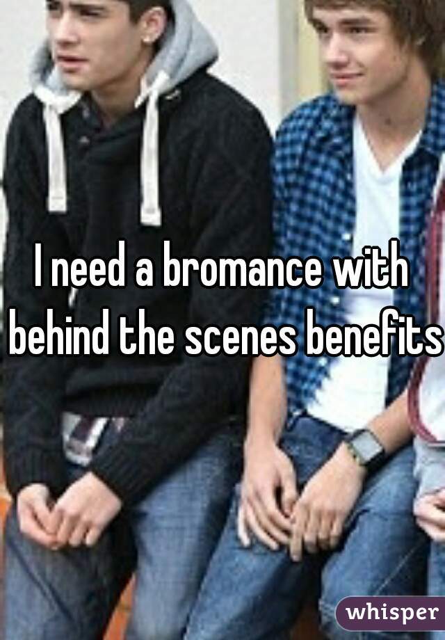 I need a bromance with behind the scenes benefits.