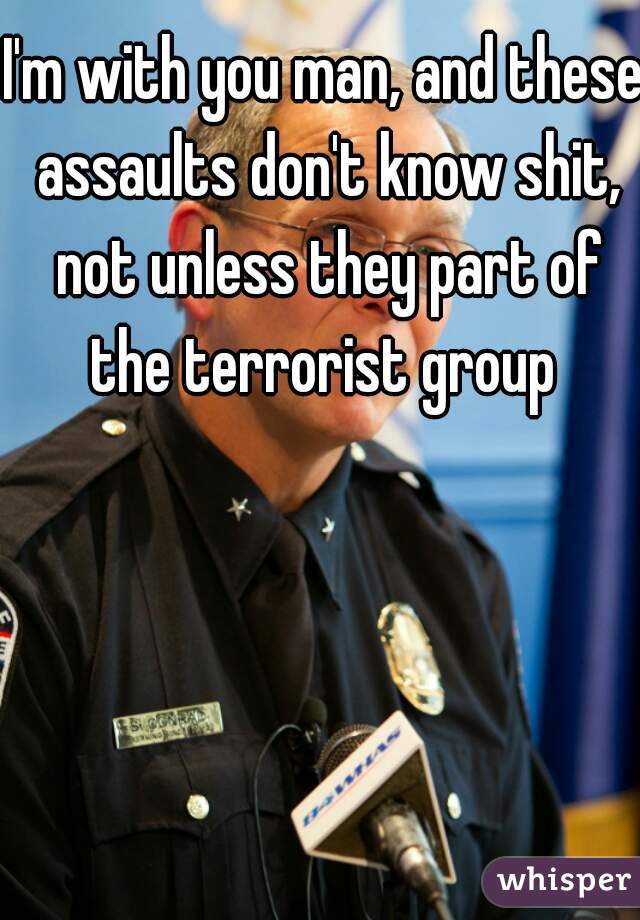 I'm with you man, and these assaults don't know shit, not unless they part of the terrorist group 