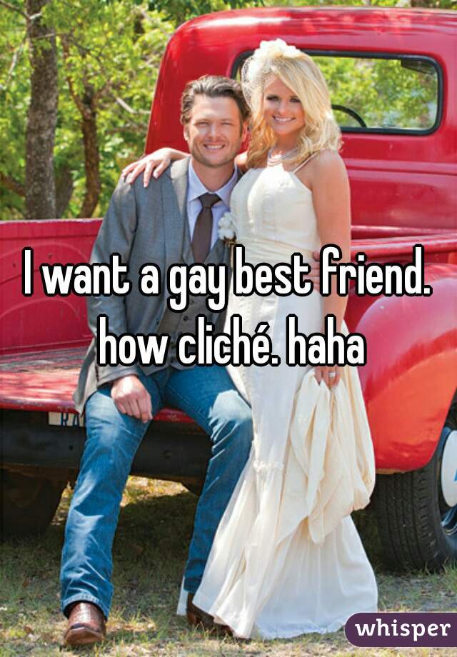 I want a gay best friend. how cliché. haha