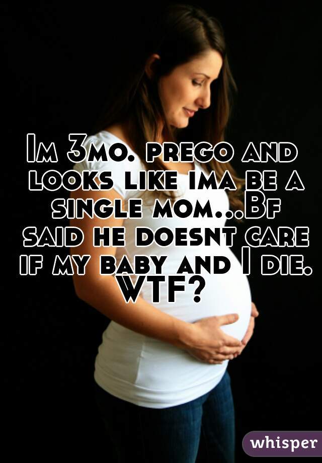 Im 3mo. prego and looks like ima be a single mom...Bf said he doesnt care if my baby and I die. WTF? 