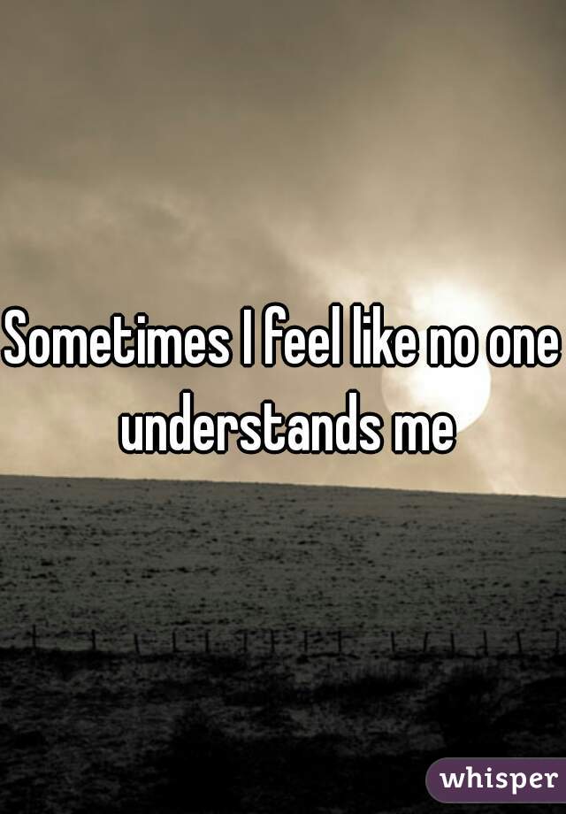 Sometimes I feel like no one understands me
