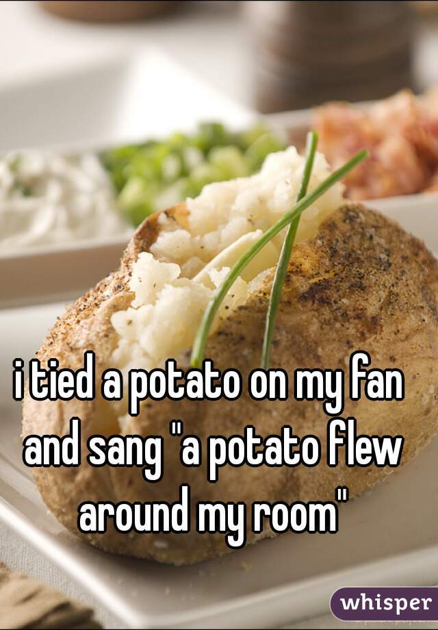 i tied a potato on my fan and sang "a potato flew around my room"