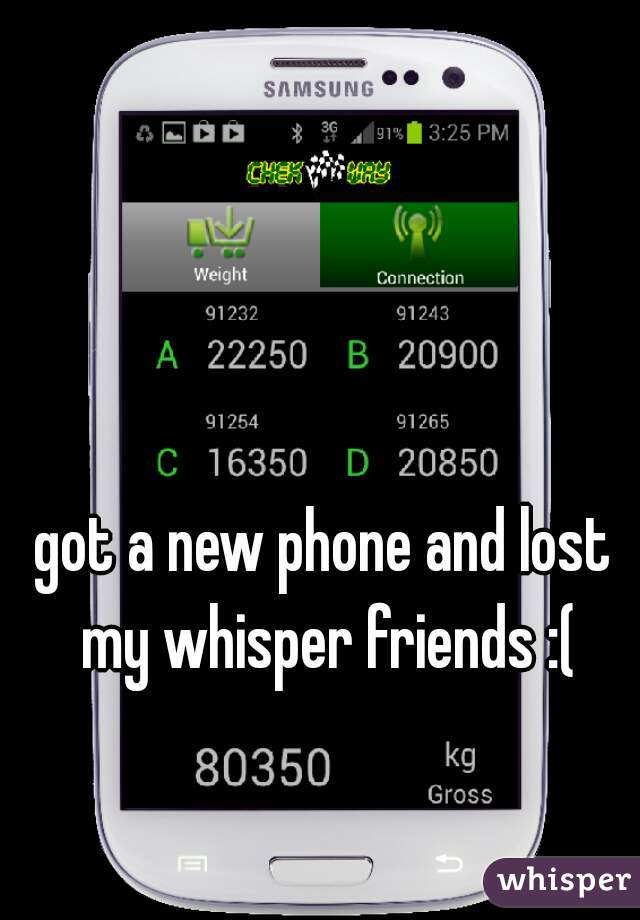 got a new phone and lost my whisper friends :(