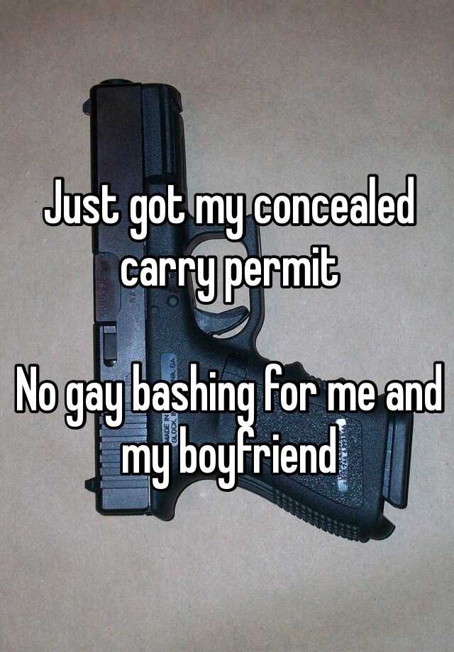 Just got my concealed carry permit

No gay bashing for me and my boyfriend