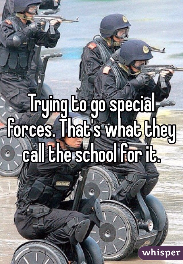 Trying to go special forces. That's what they call the school for it. 