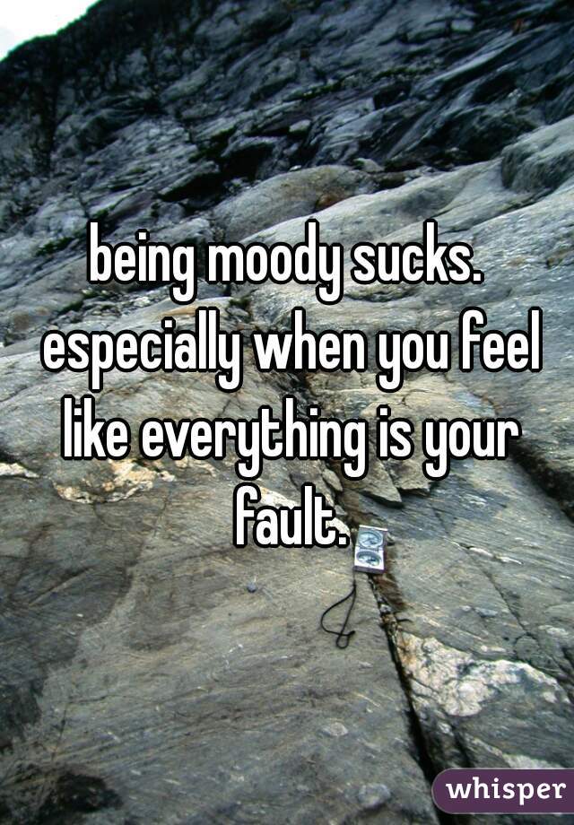 being moody sucks. especially when you feel like everything is your fault.