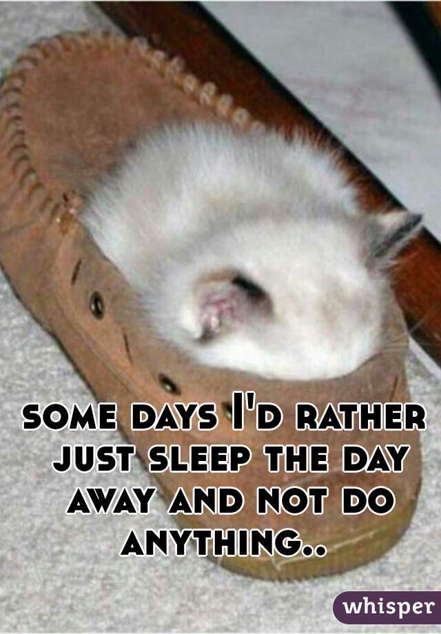 some days I'd rather just sleep the day away and not do anything.. 