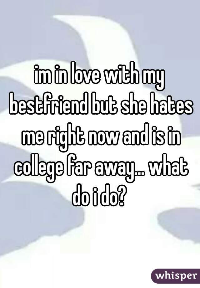 im in love with my bestfriend but she hates me right now and is in college far away... what do i do? 