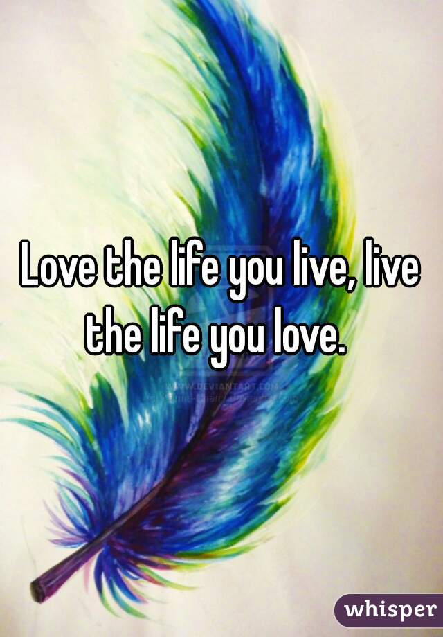 Love the life you live, live the life you love.  