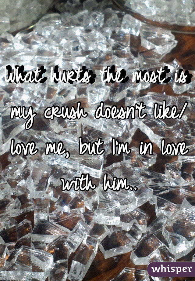 What hurts the most is my crush doesn't like/love me, but I'm in love with him.. 