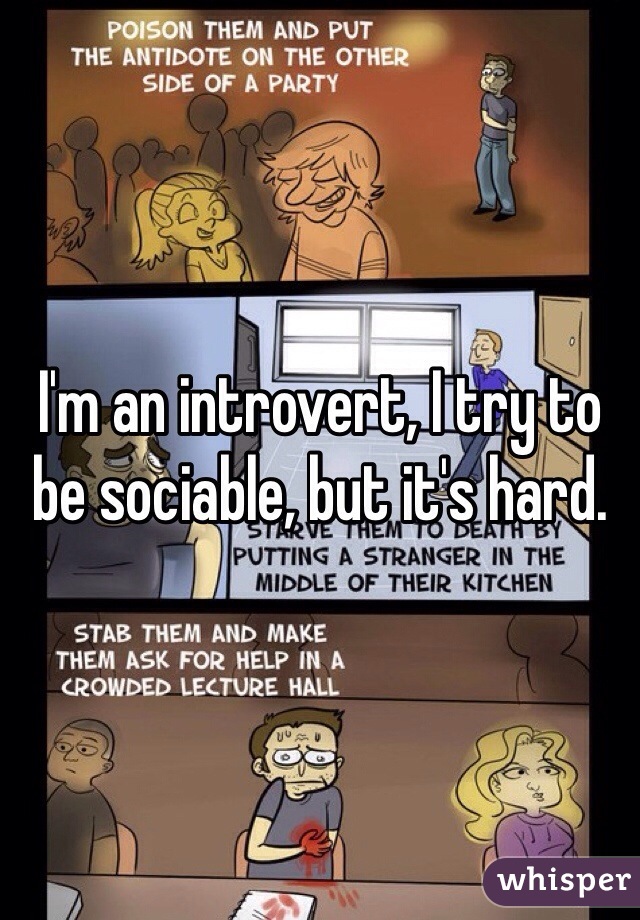 I'm an introvert, I try to be sociable, but it's hard.