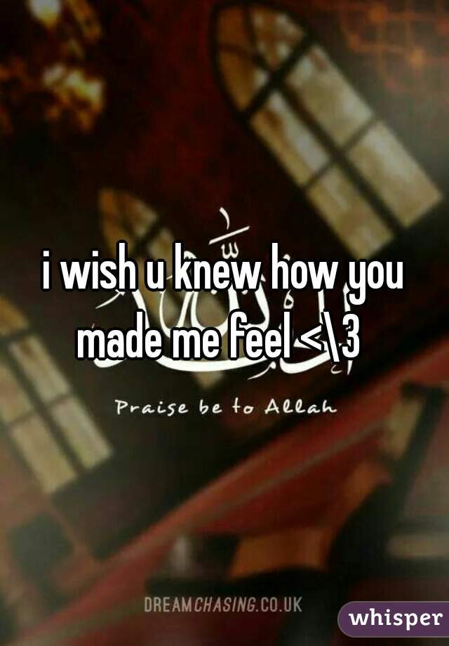 i wish u knew how you made me feel <\3  