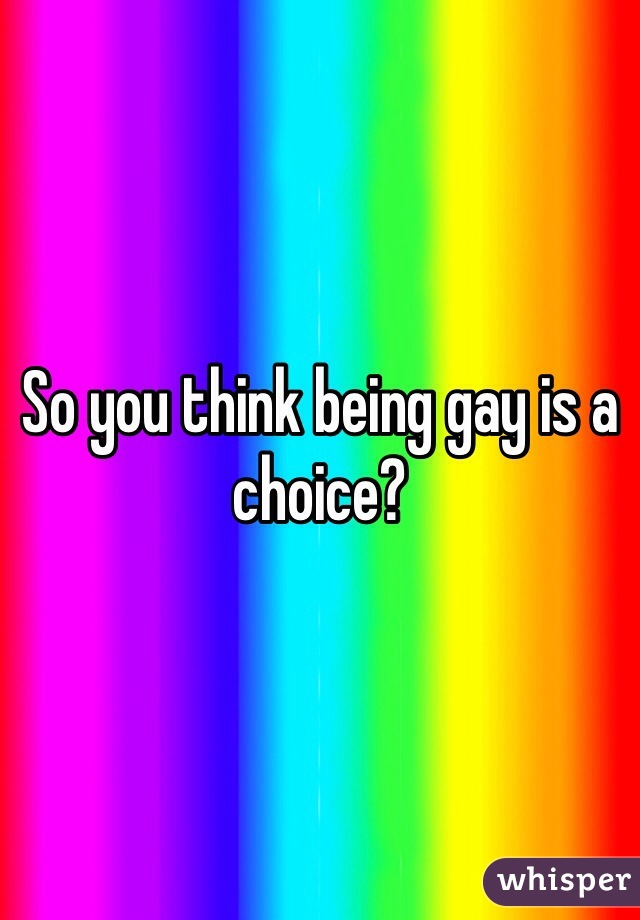 So you think being gay is a choice?