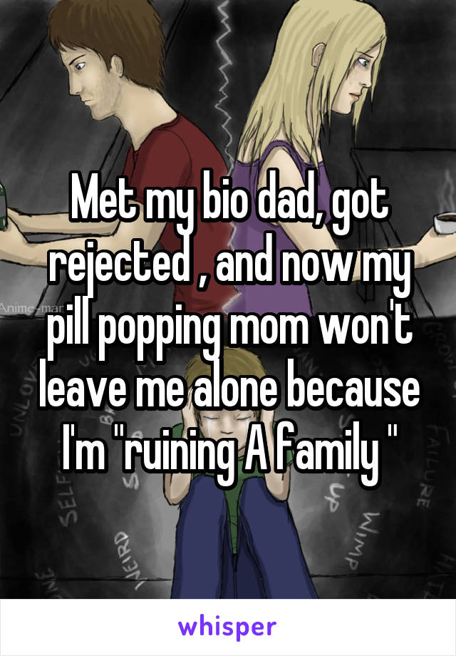Met my bio dad, got rejected , and now my pill popping mom won't leave me alone because I'm "ruining A family "