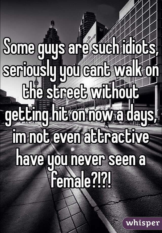 Some guys are such idiots, seriously you cant walk on the street without getting hit on now a days, im not even attractive have you never seen a female?!?! 