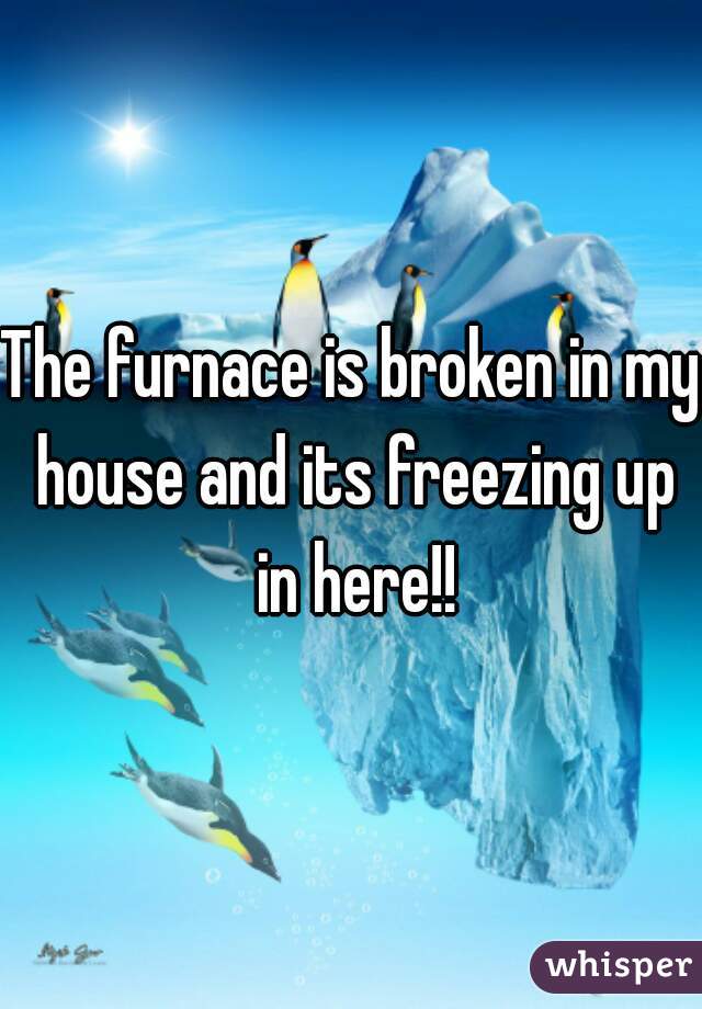 The furnace is broken in my house and its freezing up in here!!