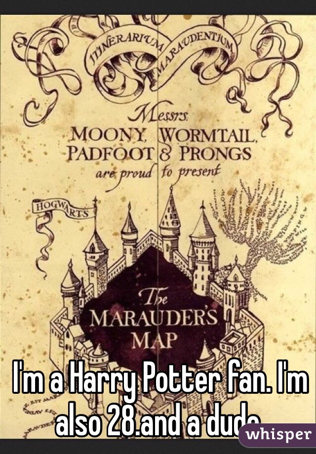 I'm a Harry Potter fan. I'm also 28.and a dude.
