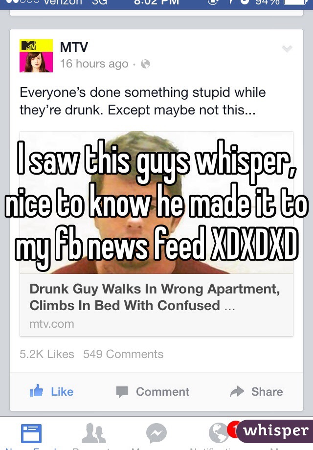 I saw this guys whisper, nice to know he made it to my fb news feed XDXDXD
